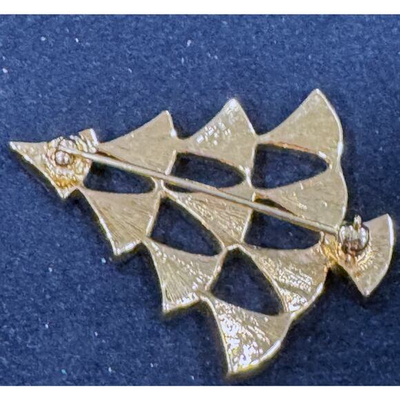 Vintage Green Enamel & Rhinestone Christmas Tree Brooch – Holiday Pin CP55 - Picture 3 of 3